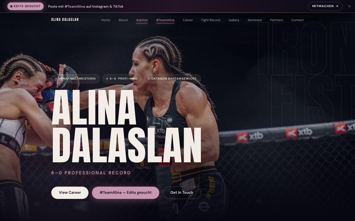 Website für Alina Dalaslan — MMA-Profi · Athletenseite